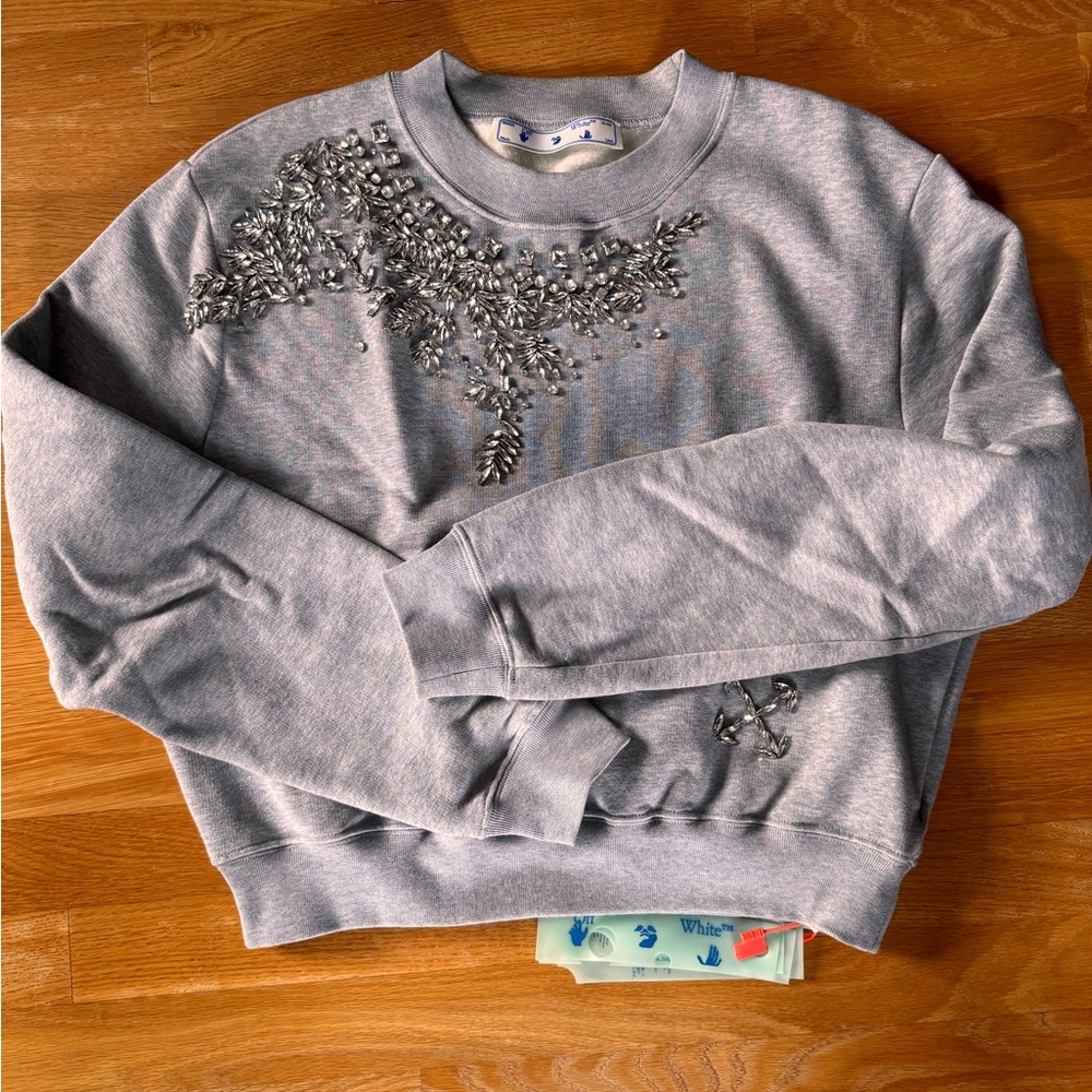 Off-White Gray Embellished Sweatshirt